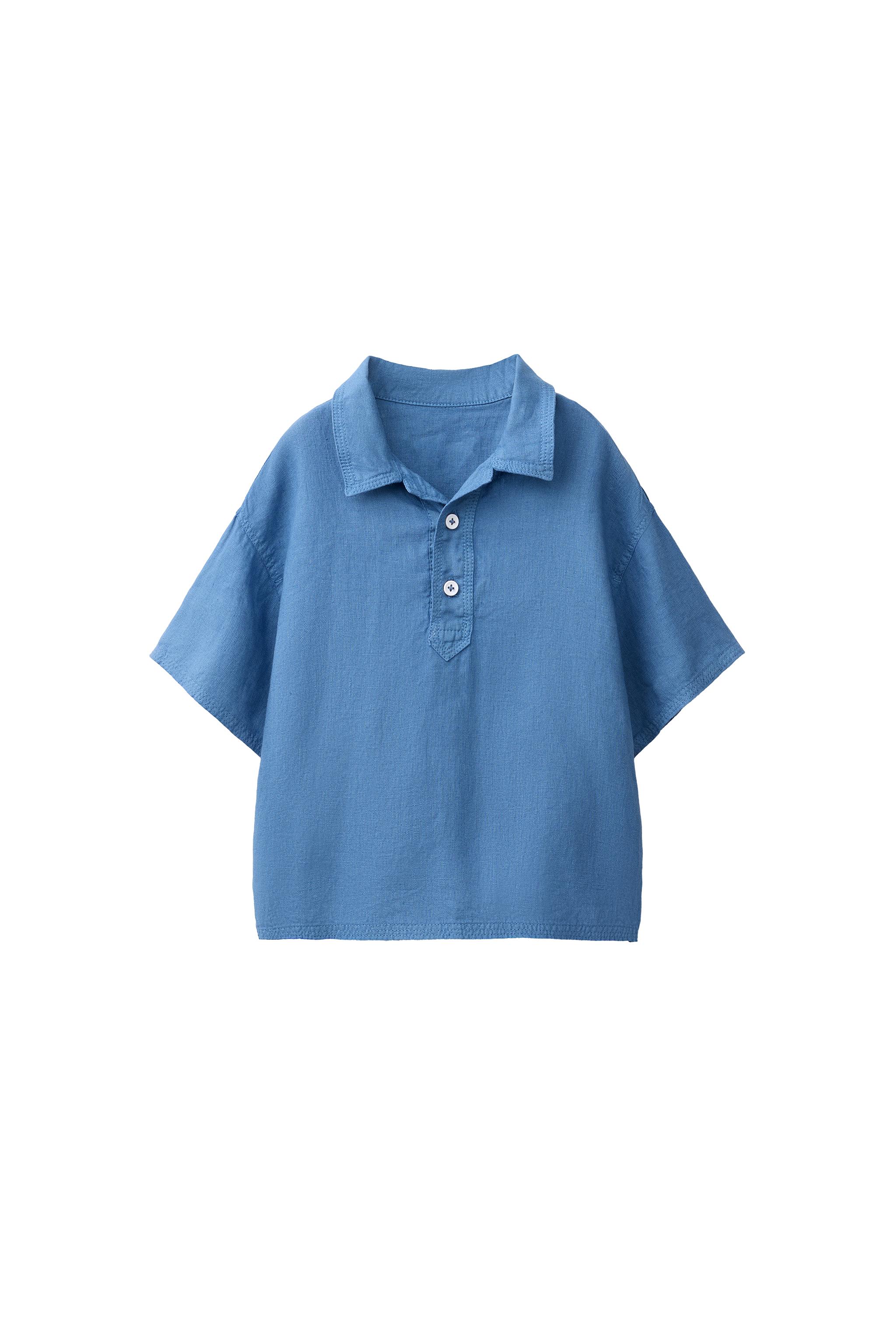 あおぞら 100%リネン ポロシャツ - エクリュ/ブルー | ZARA Japan / 日本