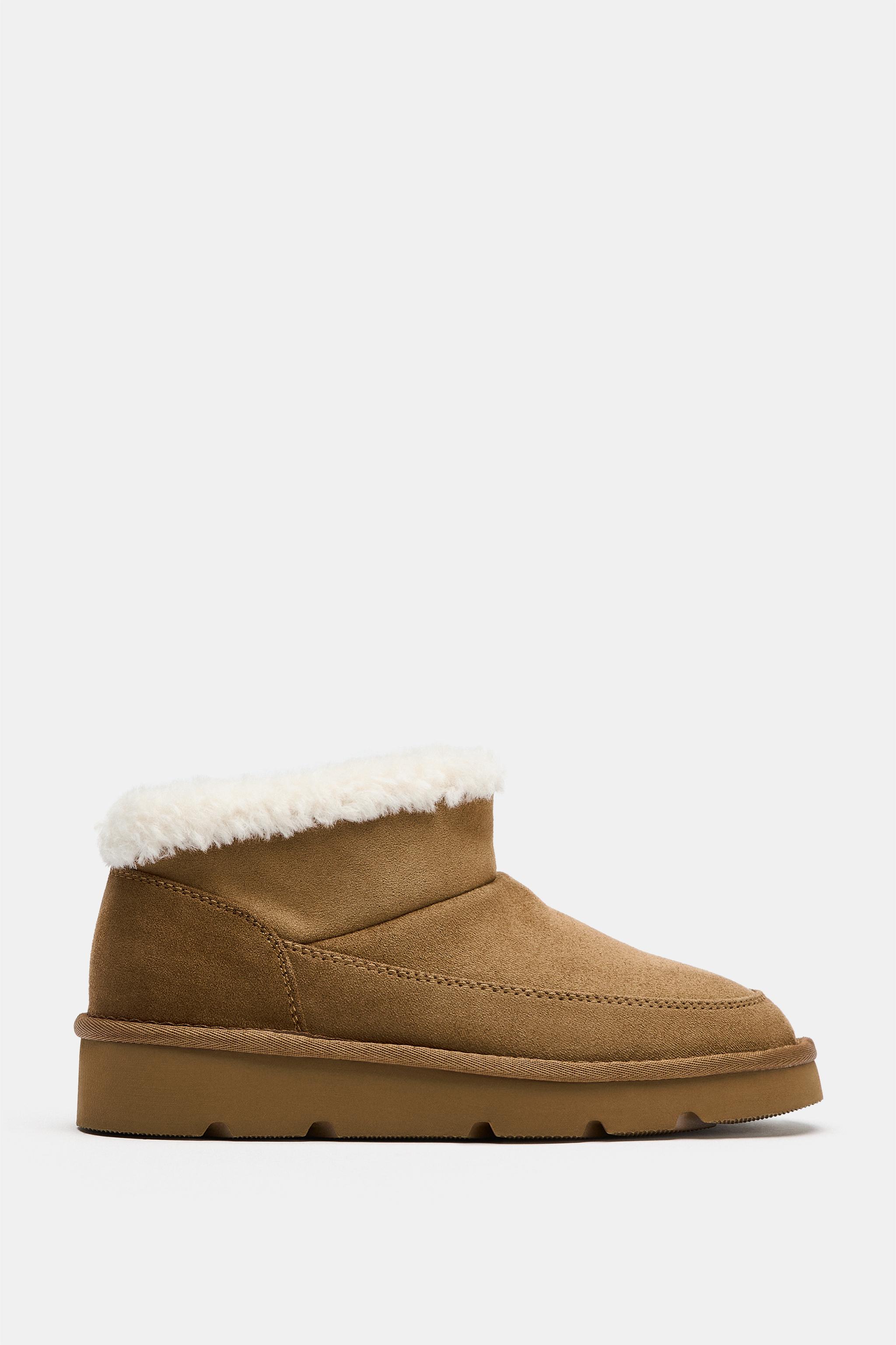 SHEARLING-EFFECT LINED ANKLE BOOTS