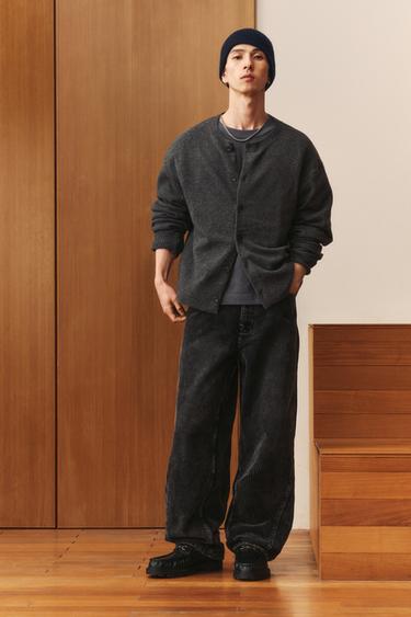 RELAXED FIT WOOL BLEND CARDIGAN - Grey by Zara