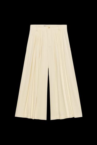 PANTALÓN PLIEGUES ZW COLLECTION - Crudo de Zara - Imagen 0