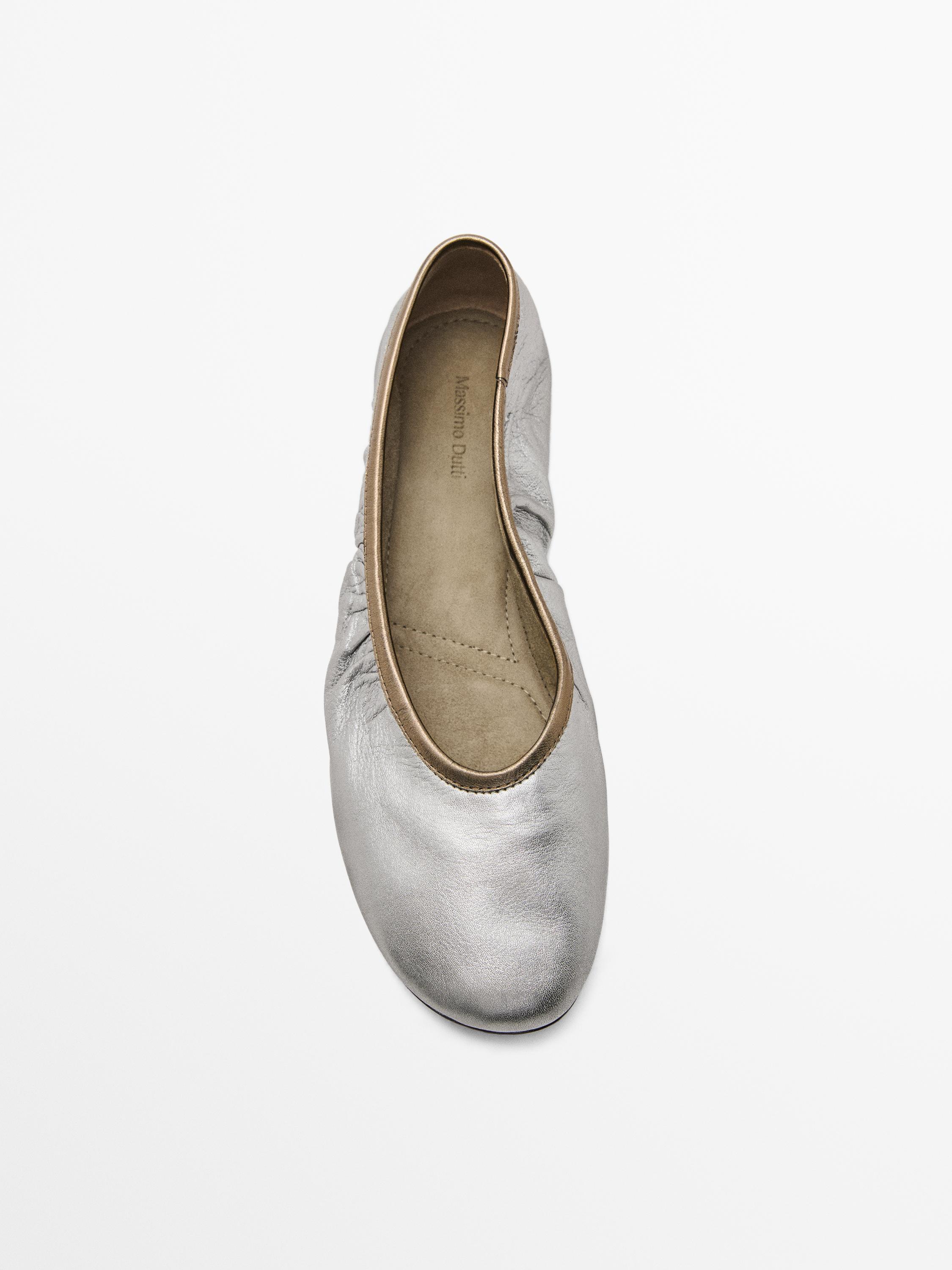 Ballerines métallisées froncées