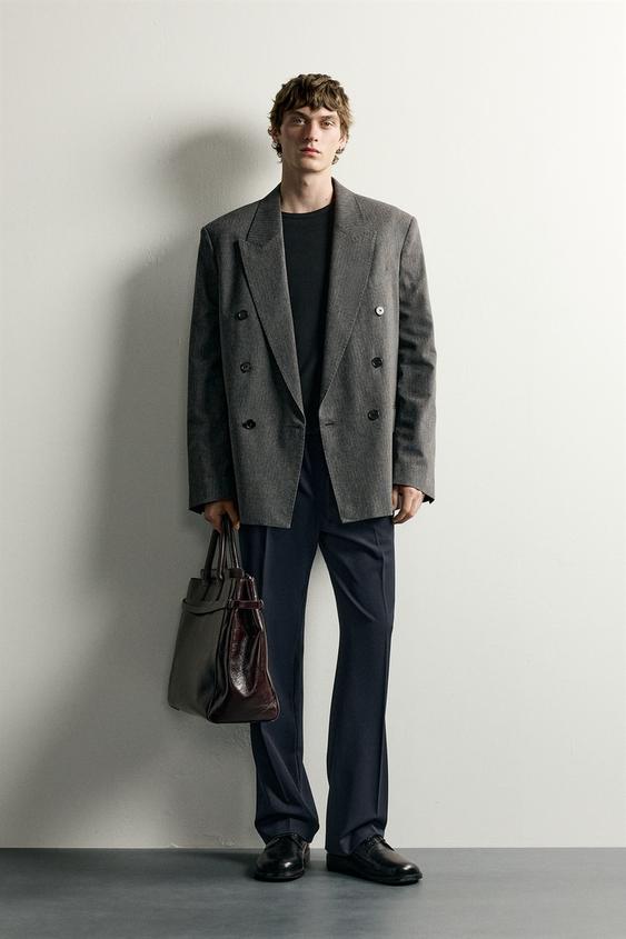 PANTALÓN JOGGER WIDE FIT - Marino de Zara - Imagen 0