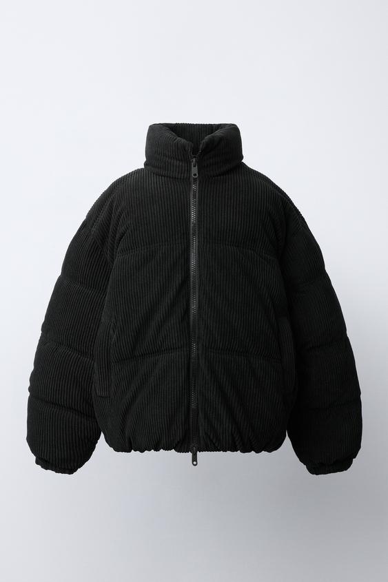 Zara PADDED CORDUROY JACKET - Black - Image 0