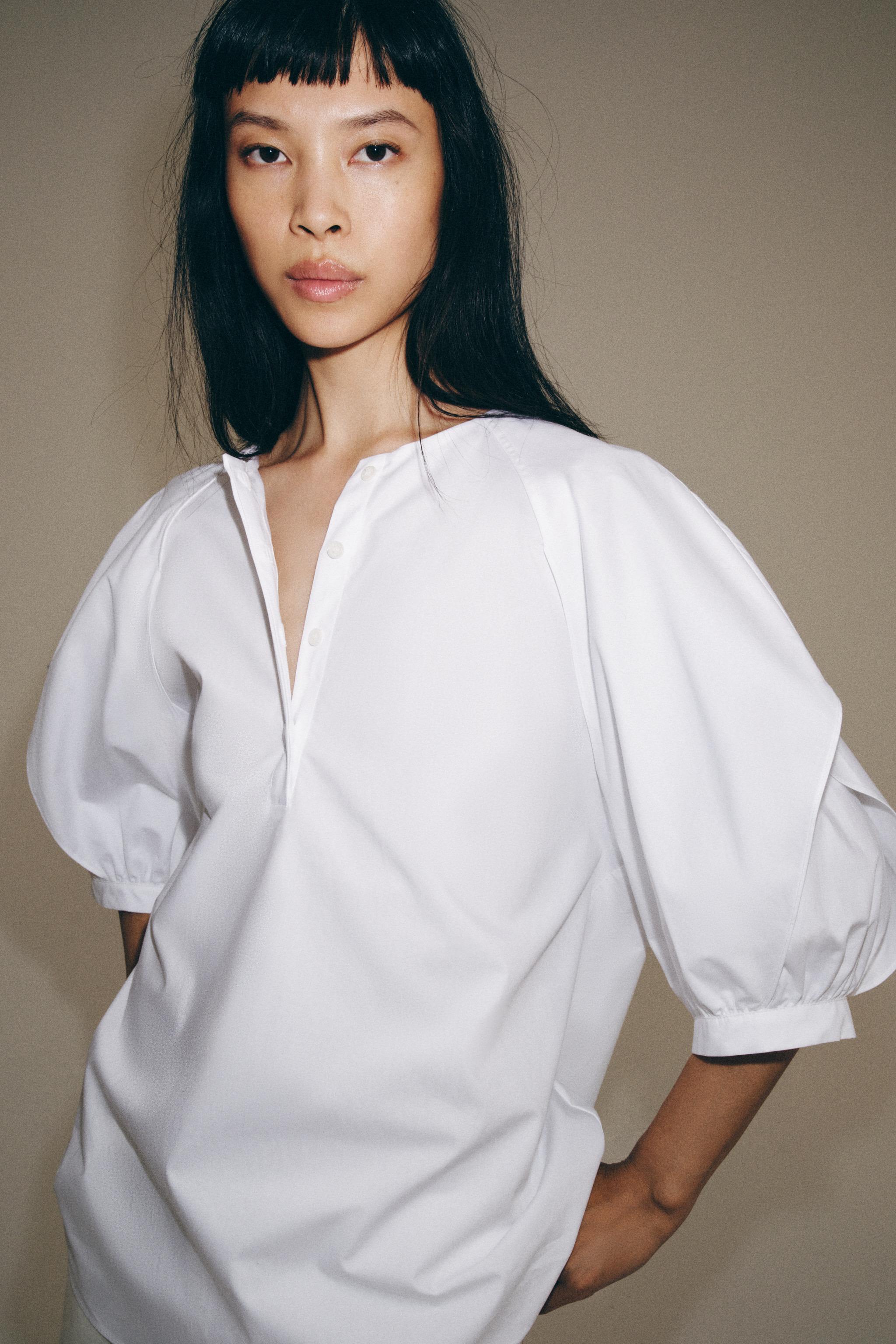 PLEATED SLEEVE SHIRT ZW COLLECTION — White