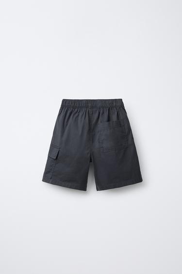 POPLIN CARGO BERMUDA SHORTS - Navy blue by Zara - Image 1
