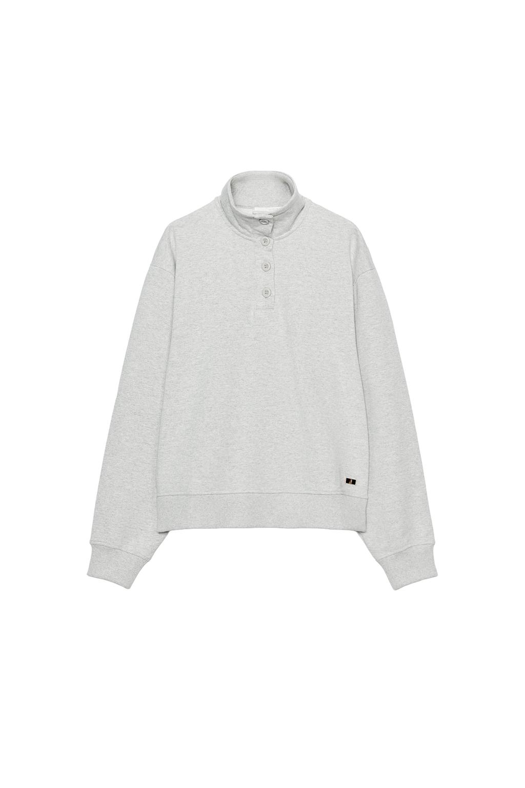 Button-Up Plush Sweatshirt - Grey Marl by Zara