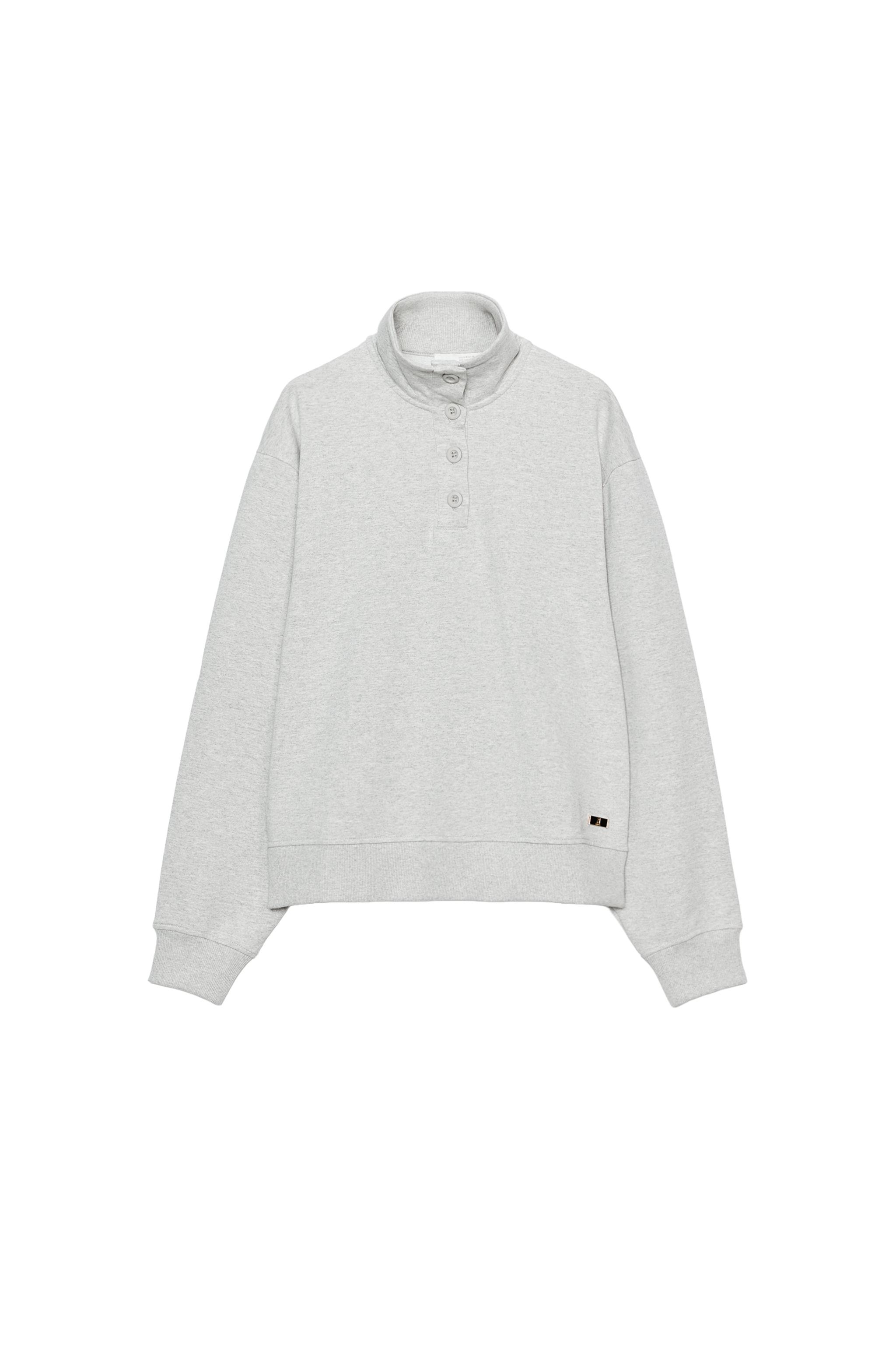 BUTTONED FLEECE SWEATSHIRT