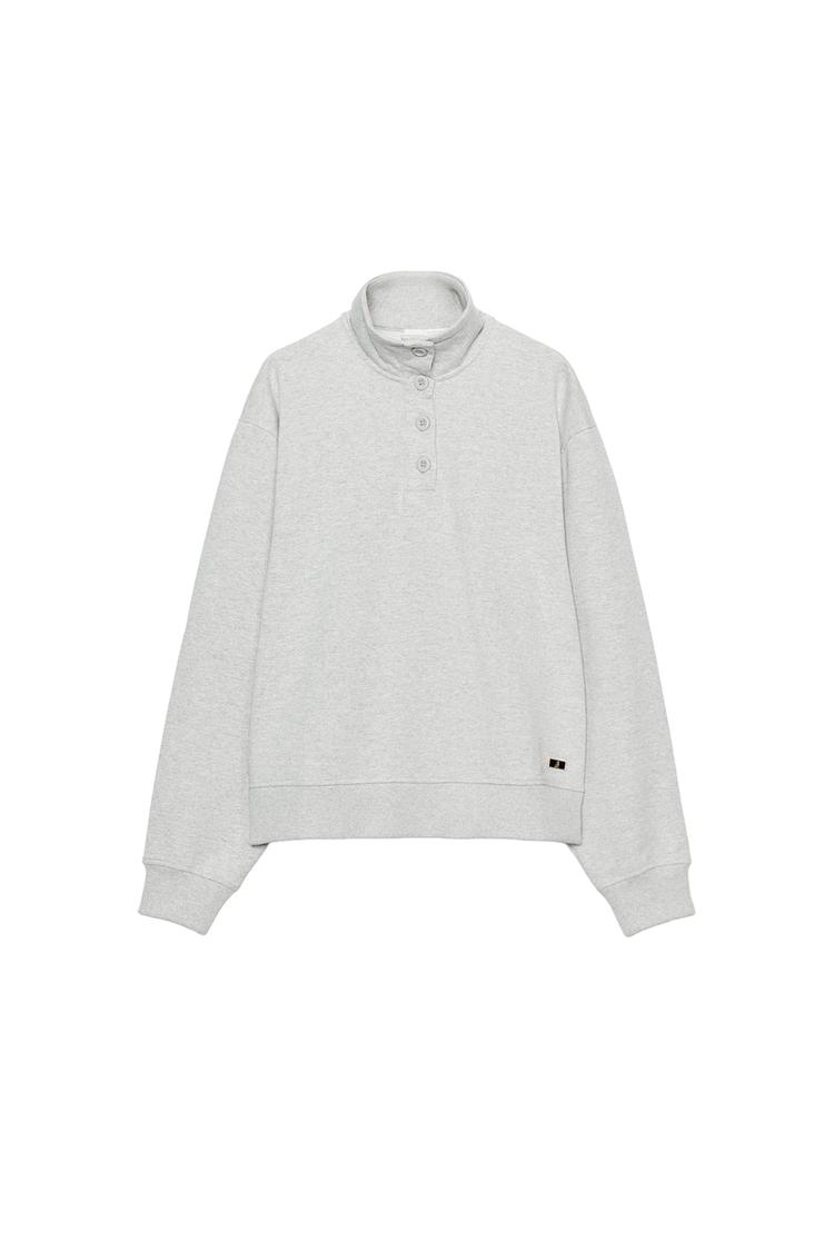BUTTON-UP PLUSH SWEATSHIRT