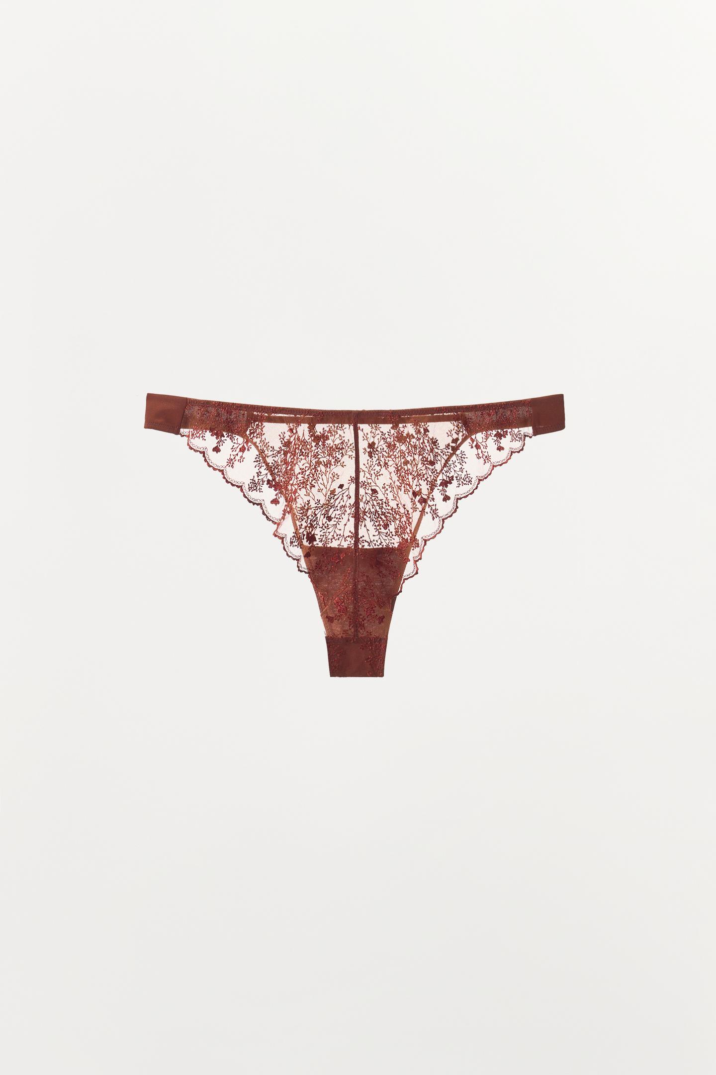 Трусы Combination, кружево — Zara, цвет: Тёмный коричневый — фото 8