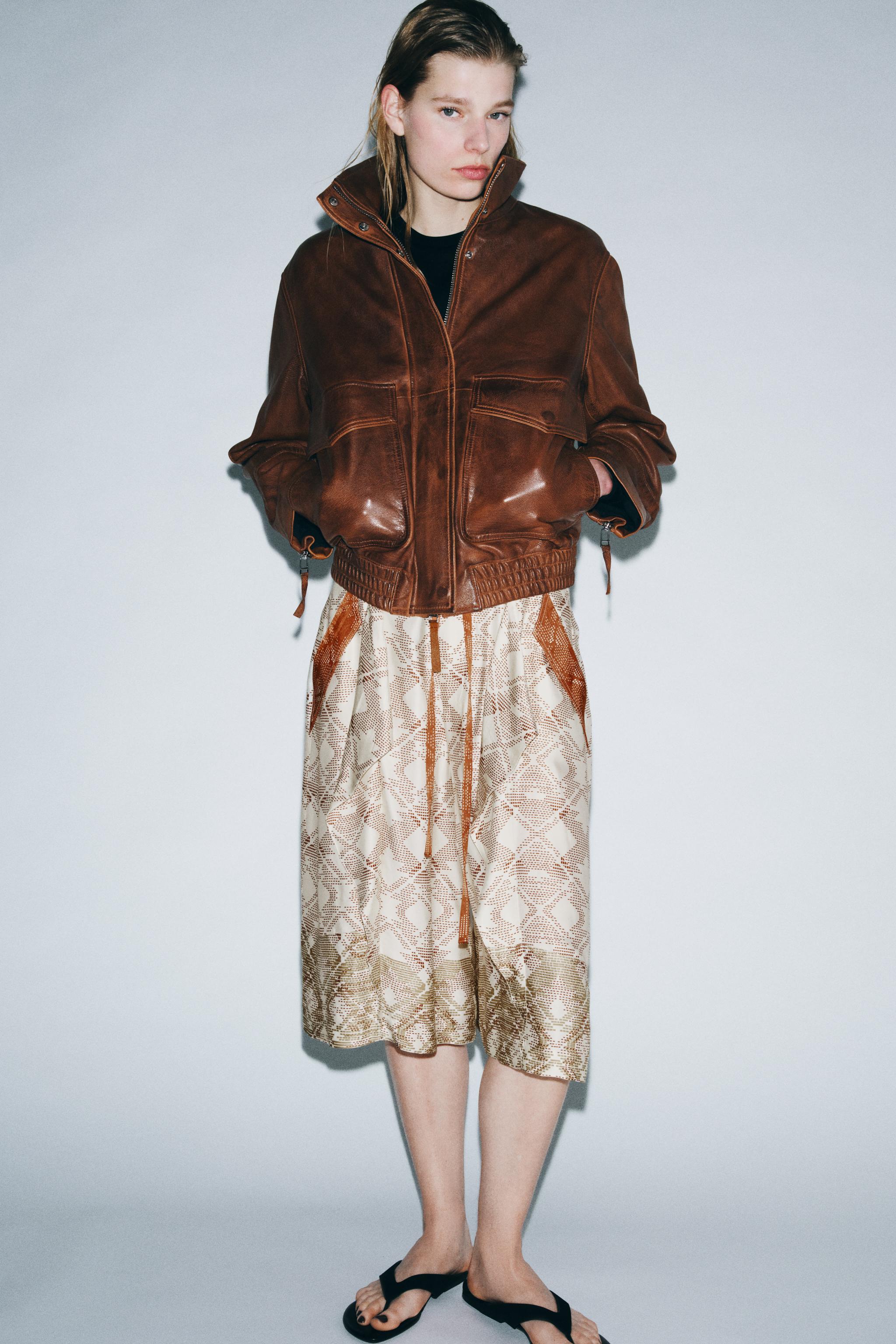 レディースブラウンレザージャケット .* | ZARA 日本