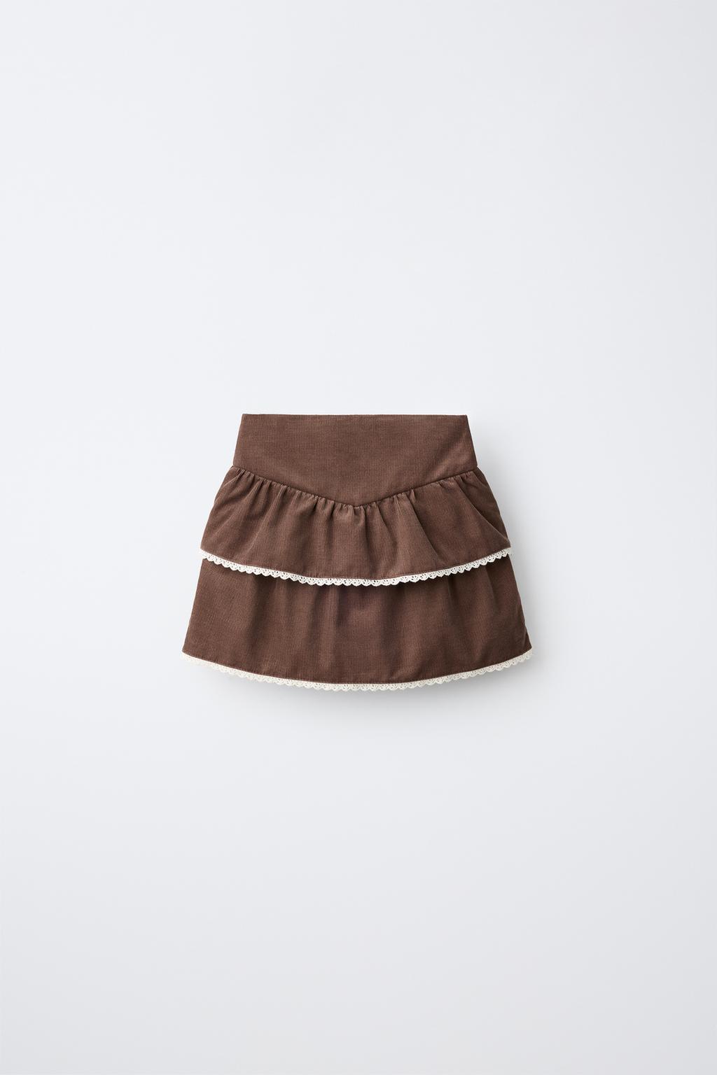 NEEDLECORD SKIRT WITH RUFFLES