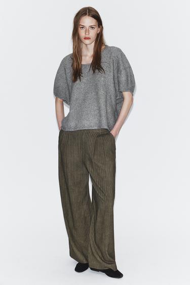 PANTALÓN RAYAS JACQUARD ZW COLLECTION - Visón de Zara