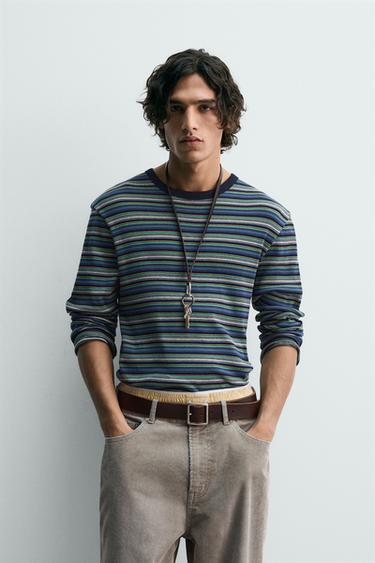 RIBBED STRIPED T-SHIRT - Multicoloured by Zara