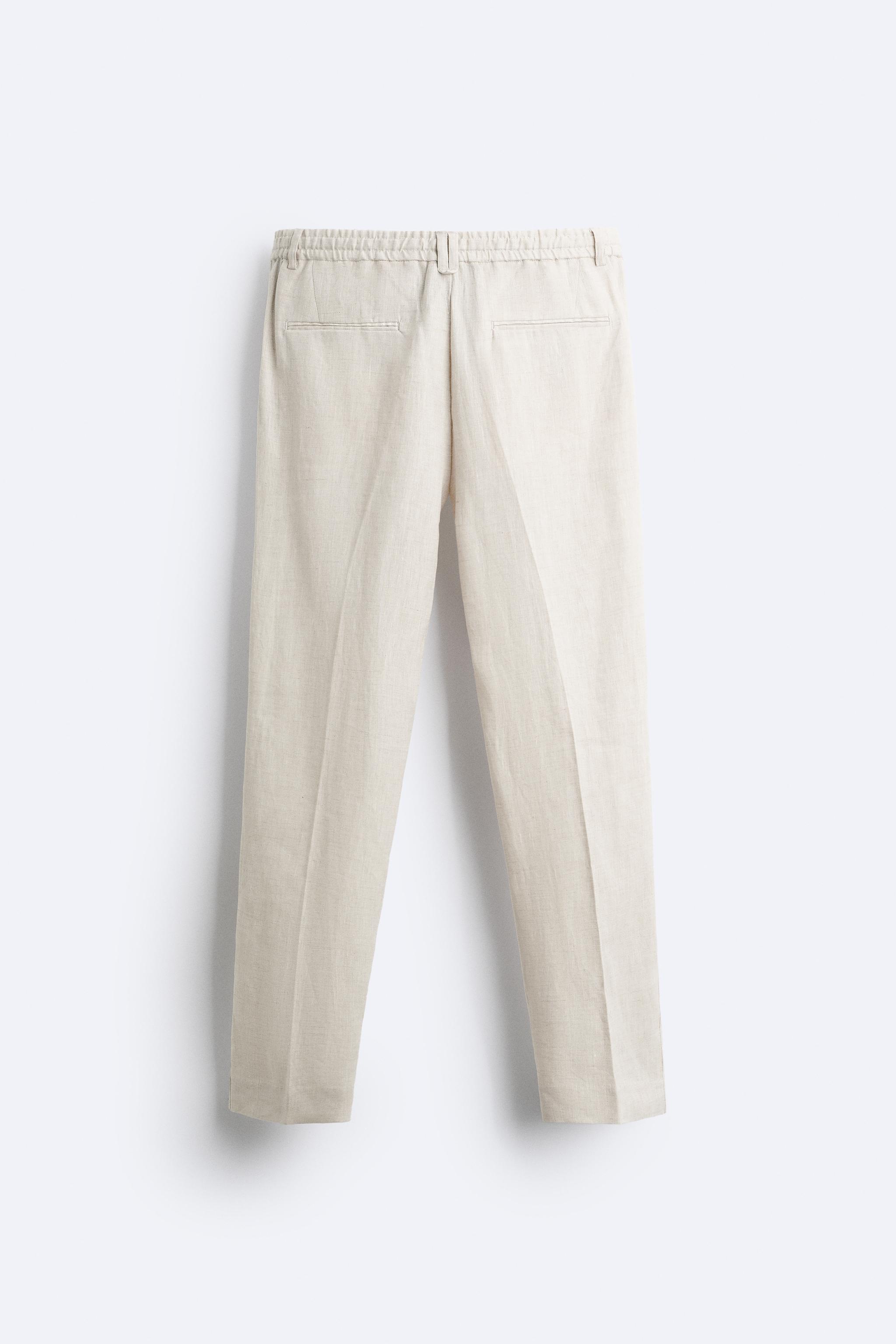 Zara white cheap linen trousers