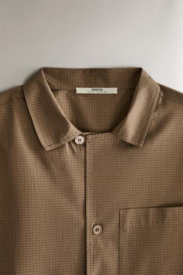 CHECK SHIRT - Brown by Zara - Image 1