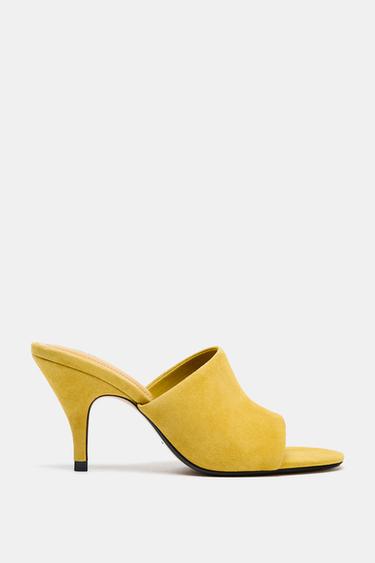 LEATHER HEELED MULES - Mustard by Zara