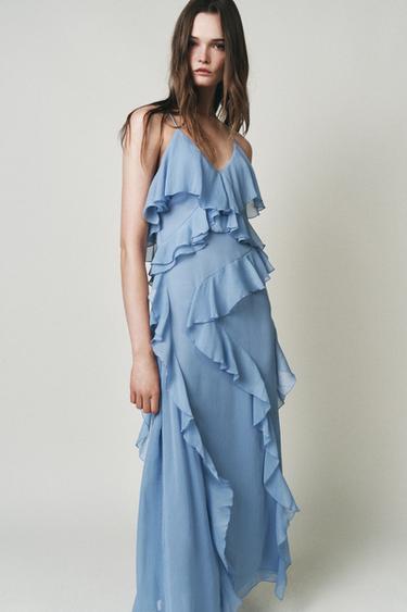 ZW COLLECTION RUFFLED DRESS - Mid-blue by Zara - Image 5