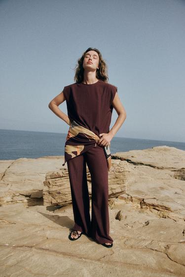 ENSEMBLE TOP ET PANTALON RUSTIQUE - Vert olive de Zara