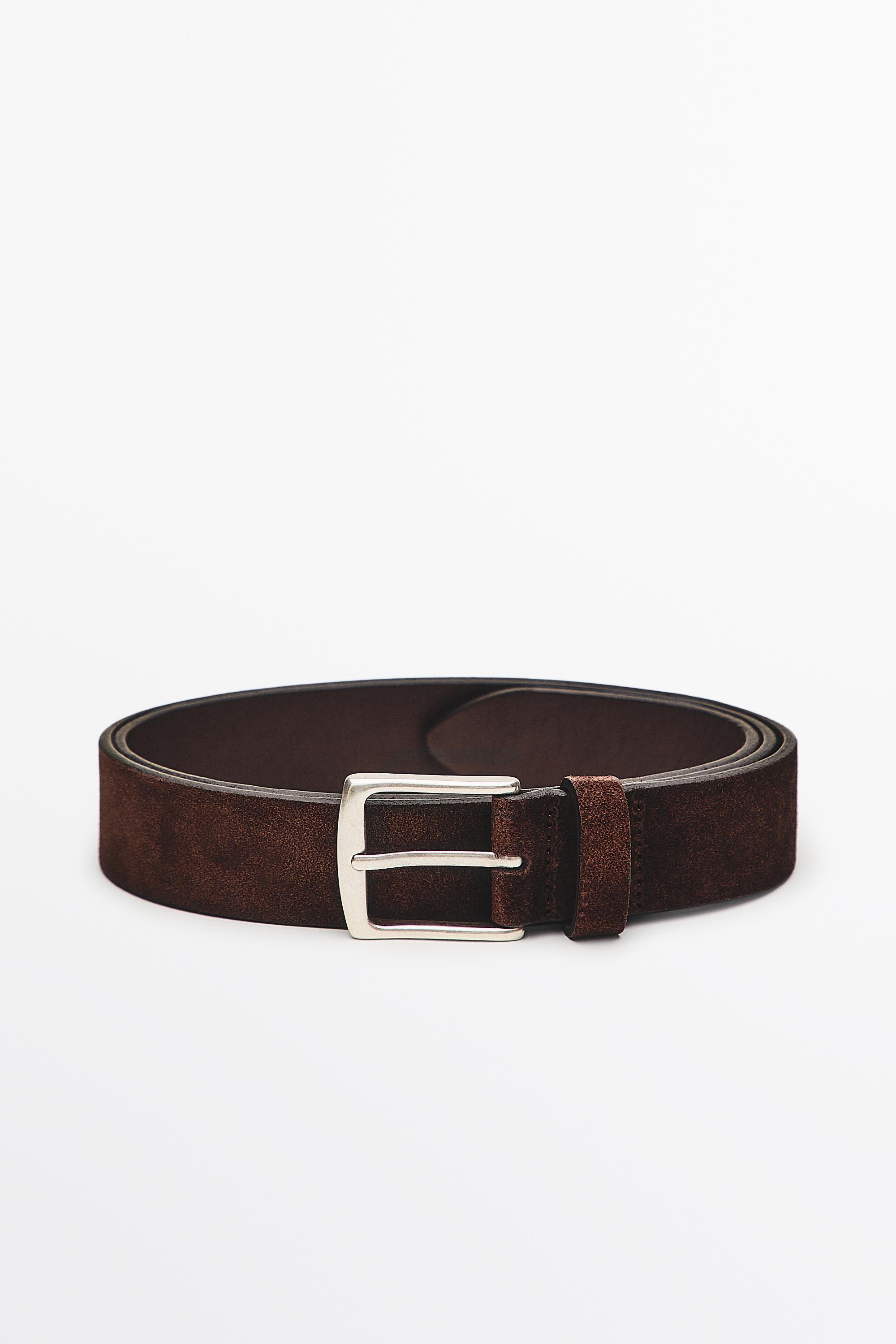 Plush nappa leather belt — Brown