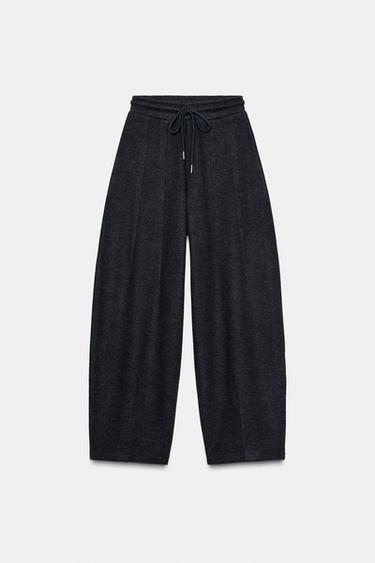 Zara BALLOON RIB SOFT PANTS - Dark gray