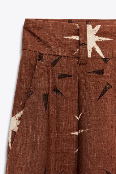 PANTALON LARGE IMPRIMÉ SOLEIL AVEC LIN - Terracota de Zara - Image 6