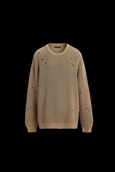 JERSEY ROTOS ACID WASH - Tostado de Zara - Imagen 0