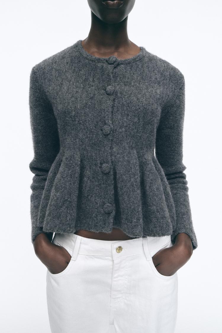 PEPLUM KNIT CARDIGAN