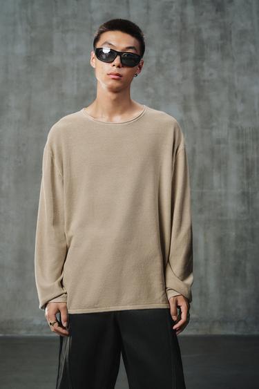 TEXTURED WASHED SWEATER - Sand by Zara