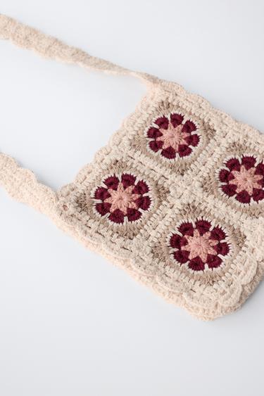 FLORAL CROCHET KNIT BAG - Light beige by Zara - Image 2