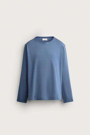 JACQUARD STRIPED T-SHIRT - Blue by Zara