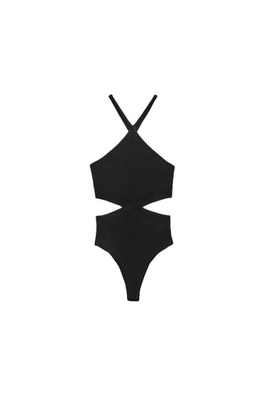 RIBBED CUT-OUT BODYSUIT
