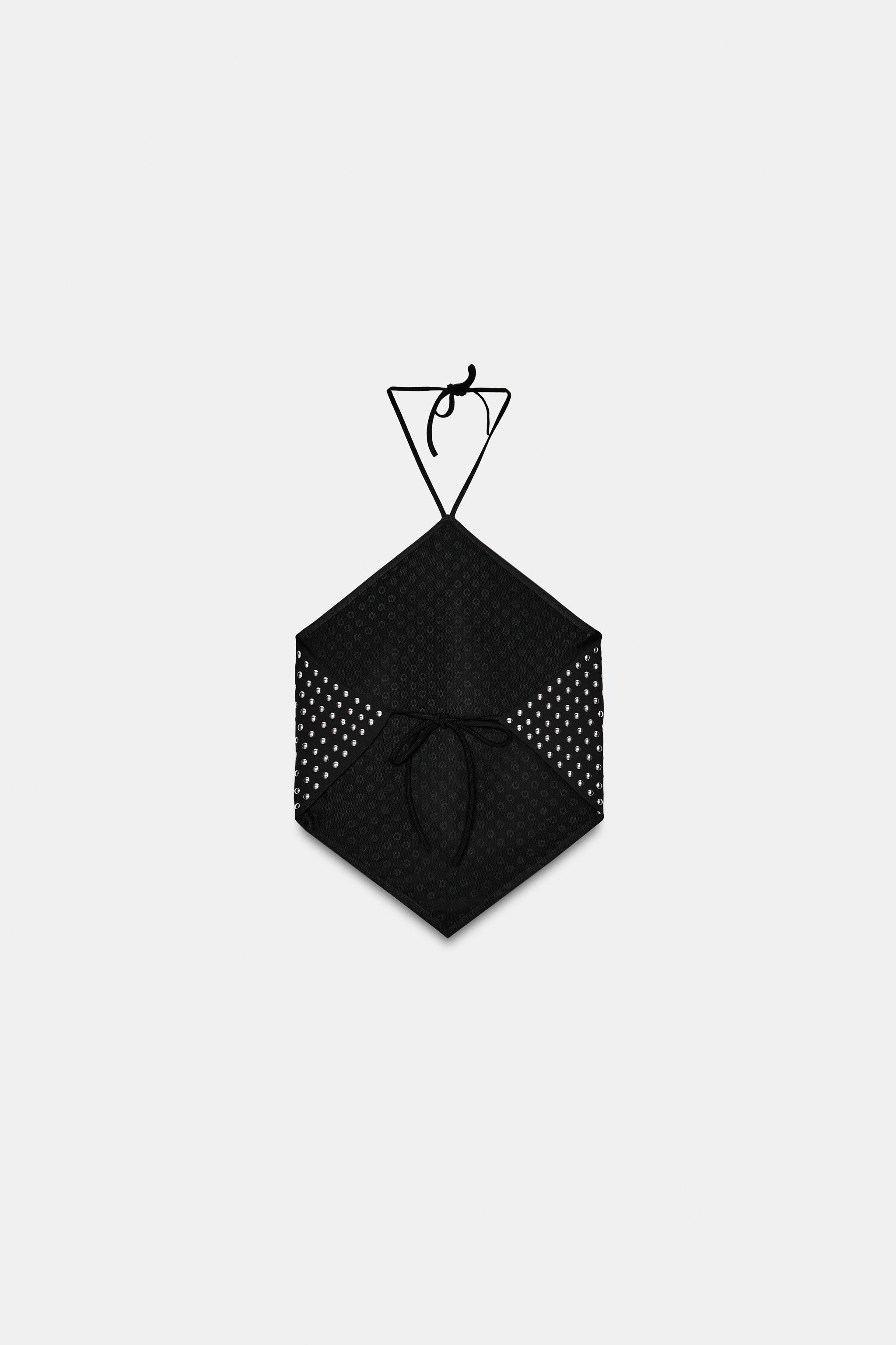 TOP HALTER COM TACHAS - Preto | ZARA Brasil