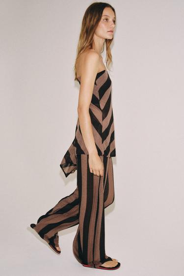 STRIPED RUSTIC BANDEAU TOP - Brown by Zara - Image 5