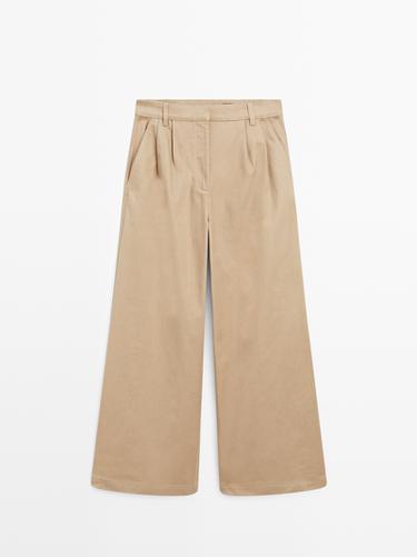 Pantalon large à pinces - Beige de Zara