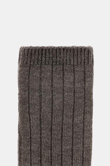 Zara BASIC RIBBED SOCKS - taupe brown