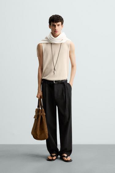 CAMISETA PUNTO TANK RELAXED FIT - Beige claro de Zara - Imagen 0