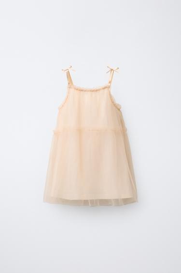 TÜLLKLEID MIT SCHLEIFEN - Cremefarben von Zara