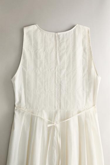 COTTON BEACH MIDI DRESS WITH PINTUCKS - Ecru by Zara - Image 4