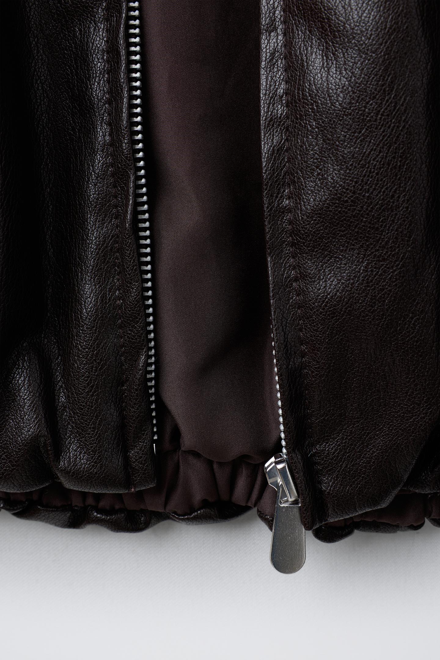Детская куртка Zara Faux Leather Bomber, цвет: Коричневый — фото 7