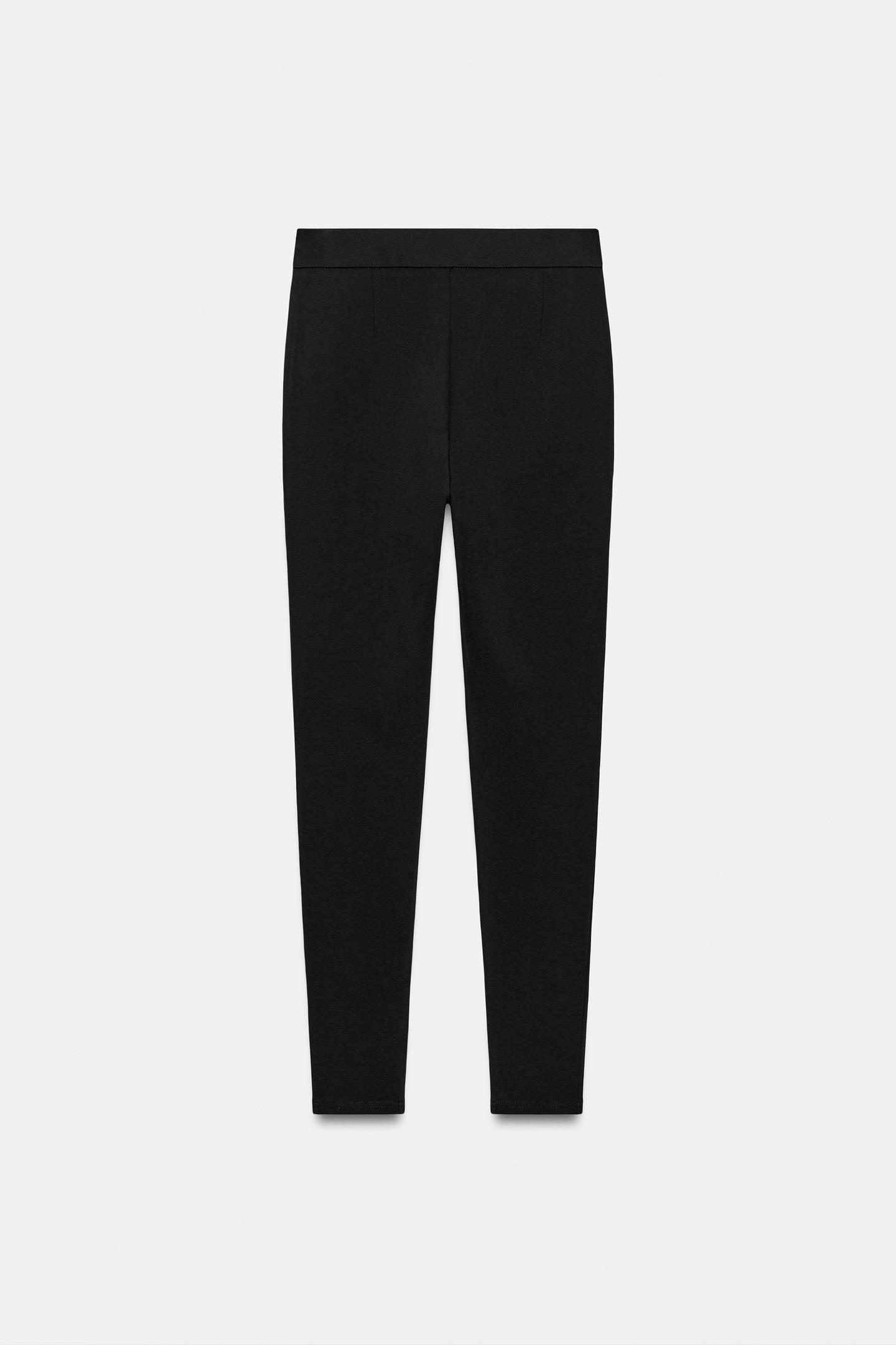 Женские леггинсы Zara High-Waisted Pintuck, цвет: Чёрный — фото 4