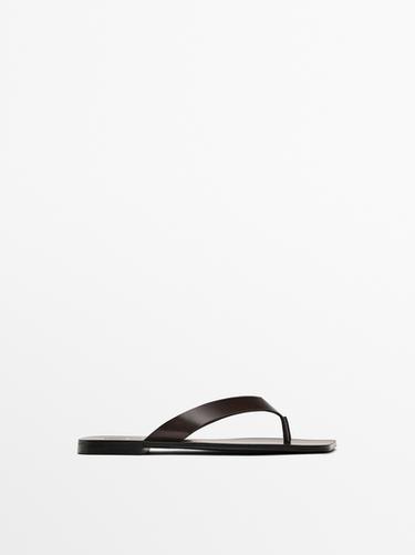 Zara Leather toe divider sandals - Brown - Image 0