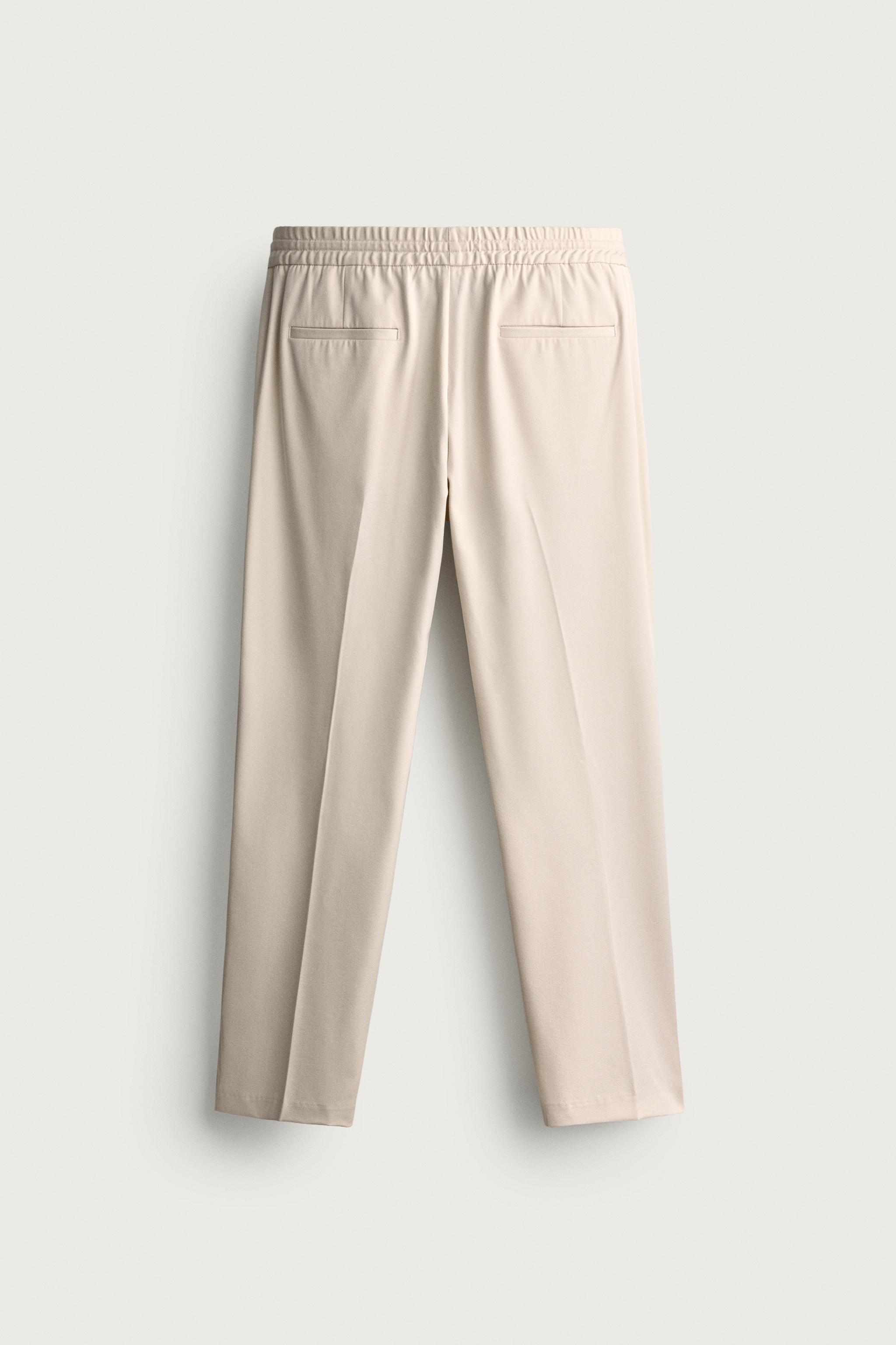 COMFORT JOGGER WAIST PANTS — Mid-ecru