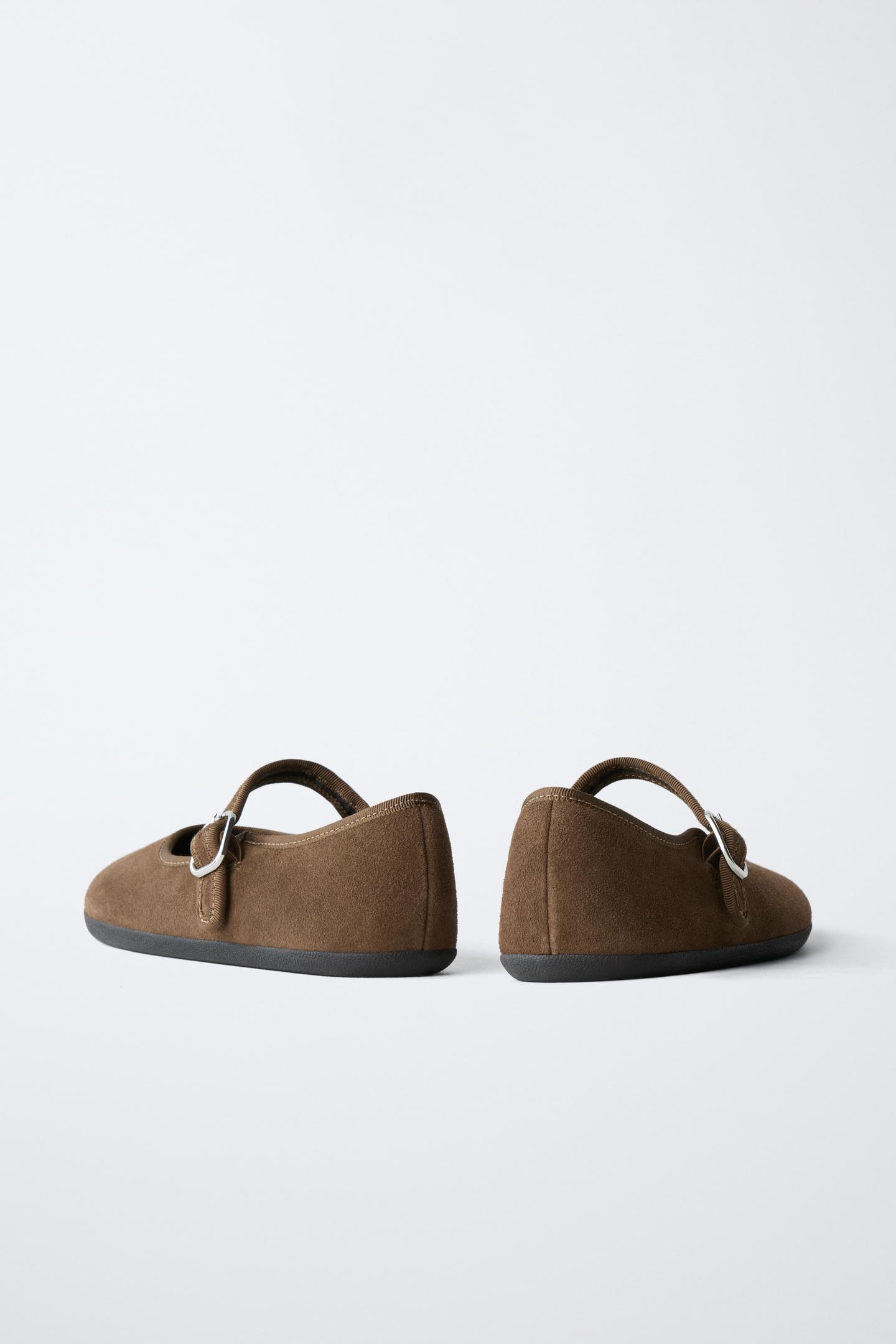 Детские балетки Zara Leather Barefoot Ballet Flats, цвет: Коричневый — фото 7