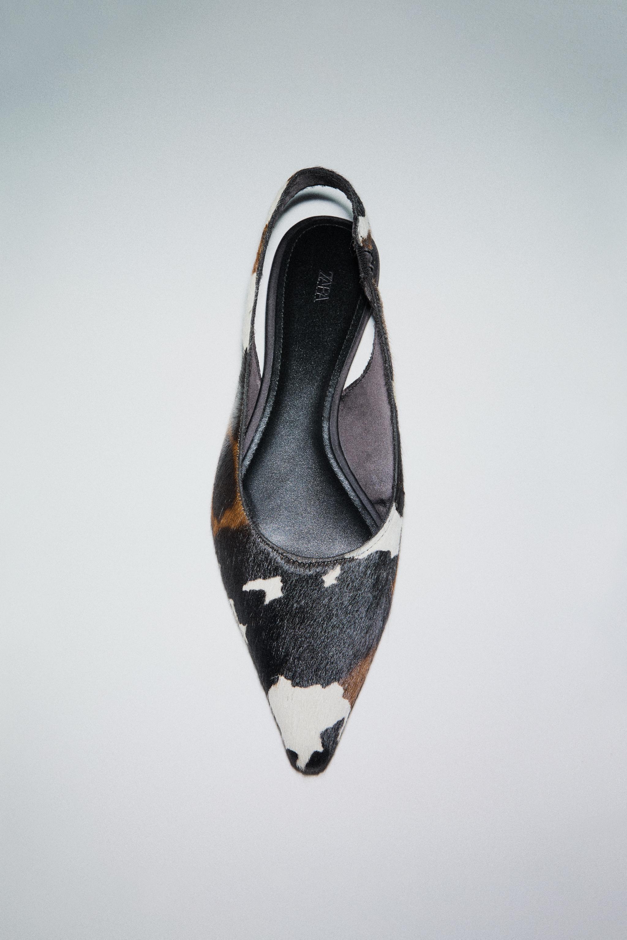 【新品】ZARA スタッズ レザーフラットシューズ26cm 大きいサイズ ZARA】スタッズ付きフラットシューズ ホワイト | 2513/510/001