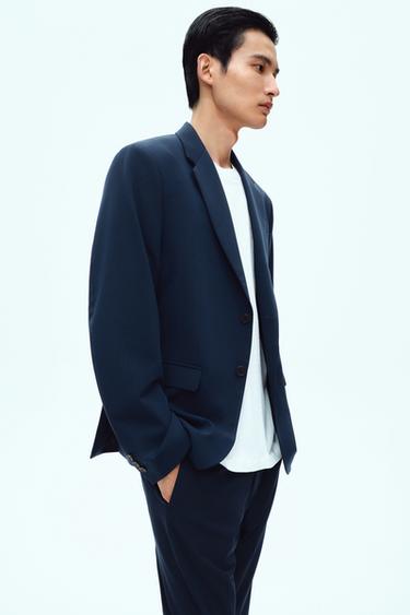 Zara 舒適版西裝外套 - 深藍色