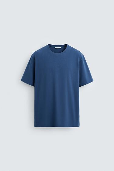 تيشرت بيزك MEDIUM WEIGHT - أزرق by Zara
