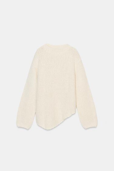 ASYMMETRIC HEM KNIT JUMPER - Ecru by Zara