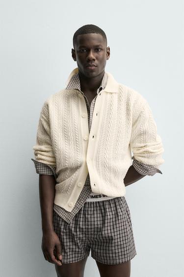 CÁRDIGAN ESTRUCTURA TRENZAS - Crudo de Zara