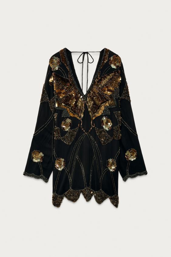 İşlemeli pullu elbise marisa berenson x ZARA
