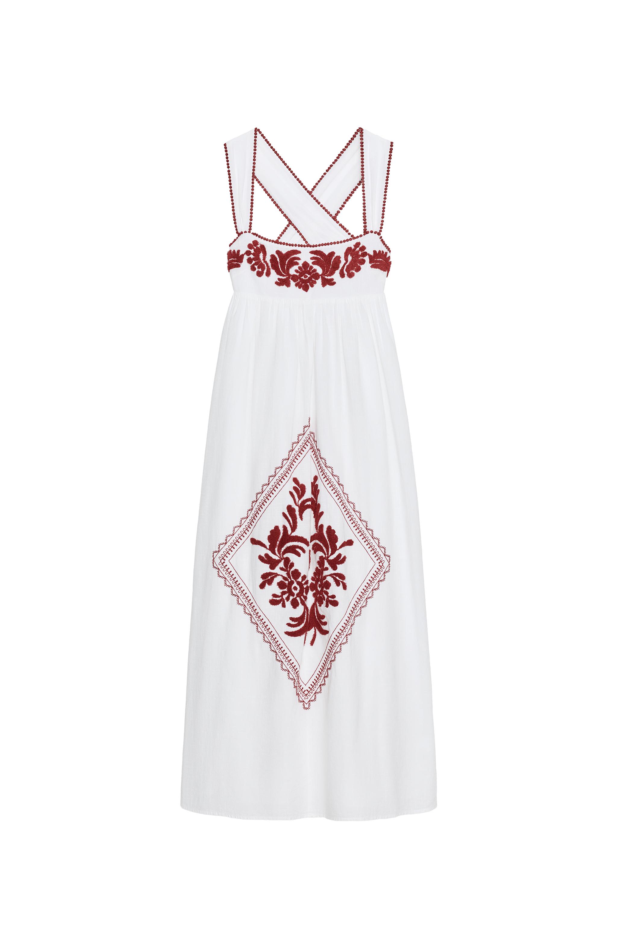 EMBROIDERED TEXTURED MIDI DRESS - Ecru | ZARA United States EMBROIDERED TEXTURED MIDI DRESS - Ecru | ZARA United States